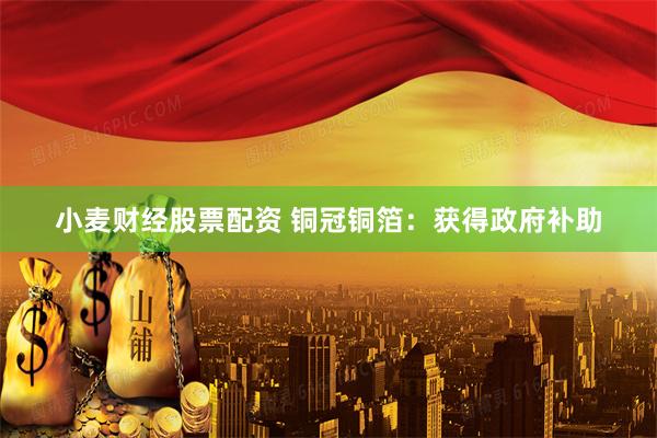 小麦财经股票配资 铜冠铜箔：获得政府补助